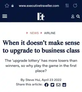 Executive Traveller — When it doesn't make sense to upgrade